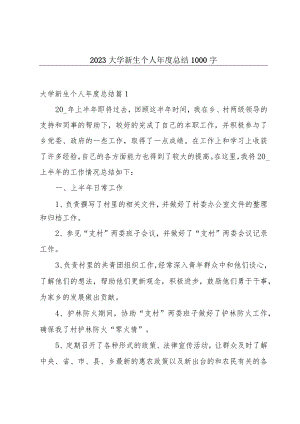 2023大学新生个人年度总结1000字.docx