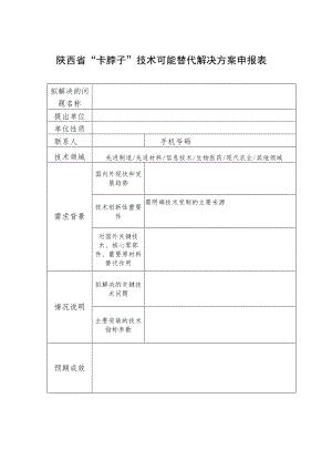 陕西省“卡脖子”技术可能替代解决方案申报表.docx