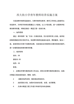 西大街小学青年教师培养实施方案.docx