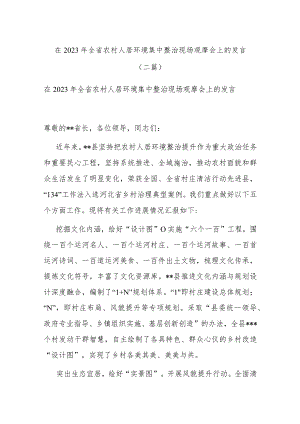 在2023年全省农村人居环境集中整治现场观摩会上的发言(二篇).docx