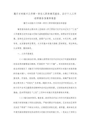 履行乡村振兴工作第一责任人职责情况报告、会计个人工作述职报告3篇供借鉴.docx