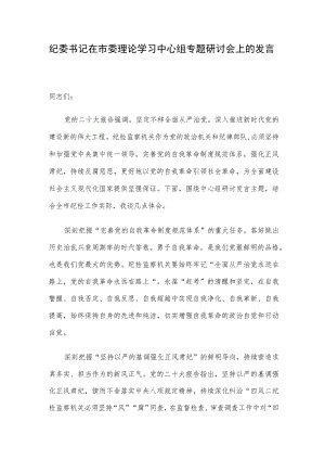 纪委书记在市委理论学习中心组专题研讨会上的发言.docx