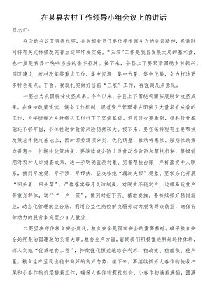 在某县农村工作领导小组会议上的讲话.docx