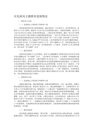 区民政局主题教育进展情况.docx