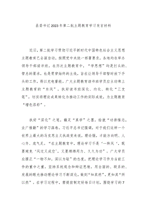 县委书记2023年第二批主题教育学习发言材料.docx