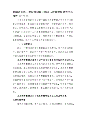 国企领导干部纪检监察干部队伍教育整顿党性分析报告.docx