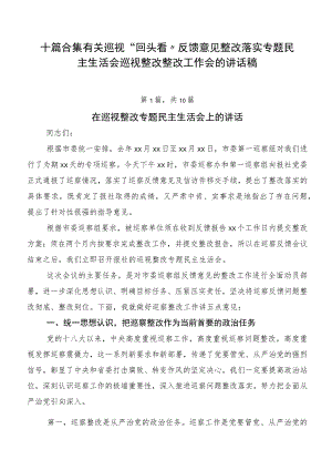 十篇合集有关巡视“回头看”反馈意见整改落实专题民主生活会巡视整改整改工作会的讲话稿.docx