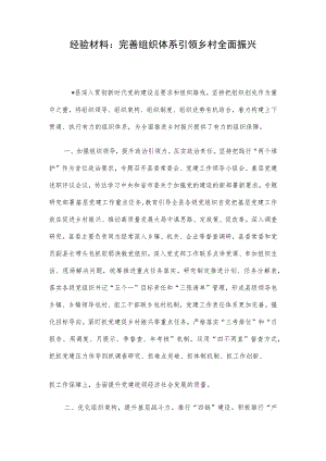 经验材料：完善组织体系引领乡村全面振兴.docx