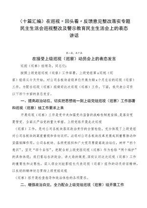 （十篇汇编）在巡视“回头看”反馈意见整改落实专题民主生活会巡视整改及警示教育民主生活会上的表态讲话.docx