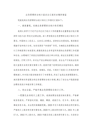 应急管理综合统计座谈会汇报发言稿供借鉴.docx