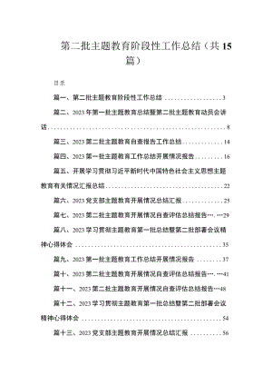 第二批主题教育阶段性工作总结（共15篇）.docx