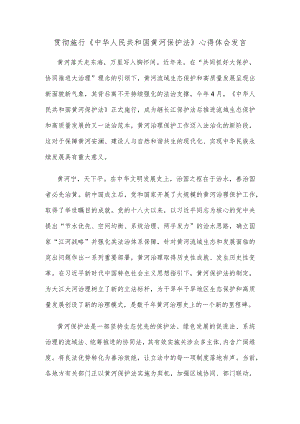 贯彻施行《中华人民共和国黄河保护法》心得体会发言.docx