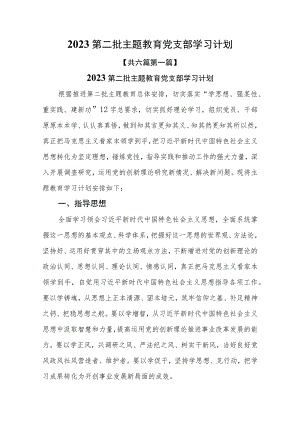 （6篇）2023第二批主题教育党支部学习计划.docx