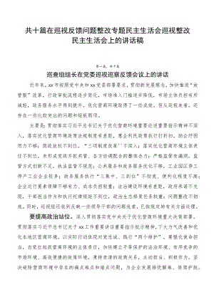 共十篇在巡视反馈问题整改专题民主生活会巡视整改民主生活会上的讲话稿.docx
