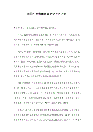 领导在共青团代表大会上的讲话.docx