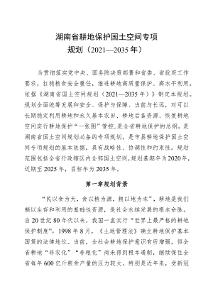 《湖南省耕地保护国土空间专项规划（2021—2035年）》.docx