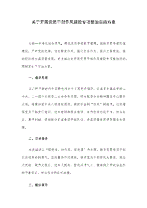 关于开展党员干部作风建设专项整治实施方案.docx