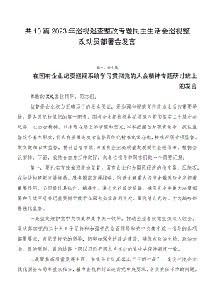 共10篇2023年巡视巡查整改专题民主生活会巡视整改动员部署会发言.docx