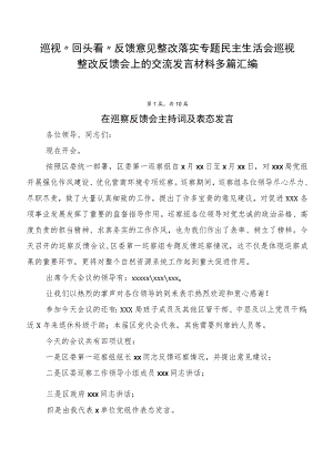 巡视“回头看”反馈意见整改落实专题民主生活会巡视整改反馈会上的交流发言材料多篇汇编.docx
