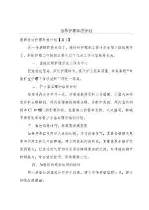 急诊护理年度计划.docx