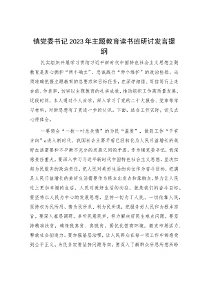 镇党委书记2023年主题教育读书班研讨发言提纲.docx
