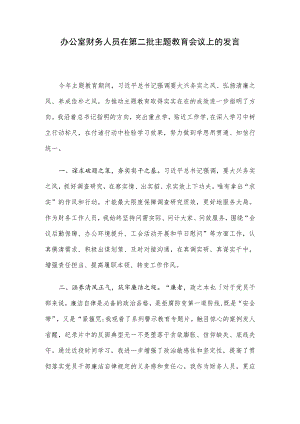 办公室财务人员在第二批主题教育会议上的发言.docx