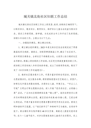 城关镇北街社区妇联工作总结.docx