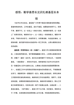 感悟：勤学善思长见识 扎根基层长本领.docx