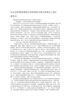 在应急管理部调研应急管理综合统计座谈会上的汇报发言.docx