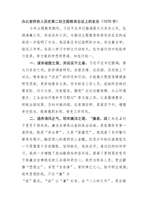 办公室财务人员在第二批主题教育会议上的发言.docx