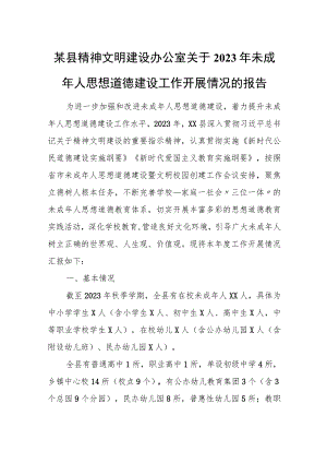 某县精神文明建设办公室关于2023年未成年人思想道德建设工作开展情况的报告.docx
