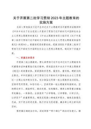 关于开展第二批学习贯彻2023年主题教育的实施方案.docx