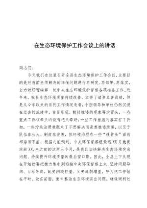 在生态环境保护工作会议上的讲话.docx