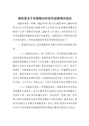 镇党委关于巡察整改阶段性进展情况报告.docx