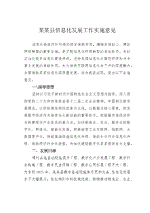 某某县信息化发展工作实施意见.docx