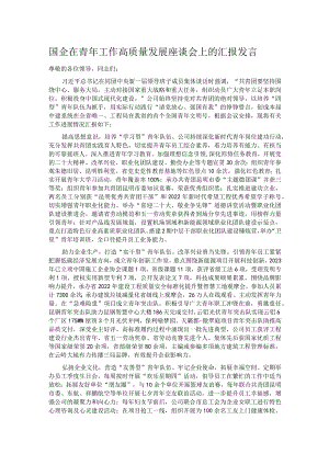 国企在青年工作高质量发展座谈会上的汇报发言.docx