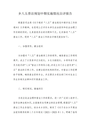 乡八五普法规划中期实施情况自评报告.docx