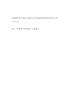 2023年学思想、强党性、重实践、建新功主题教育党章专题学习心得体会.docx