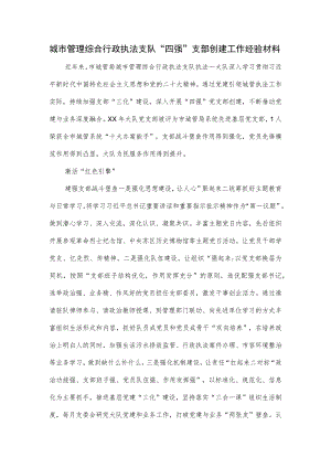 城市管理综合行政执法支队“四强”支部创建工作经验材料.docx