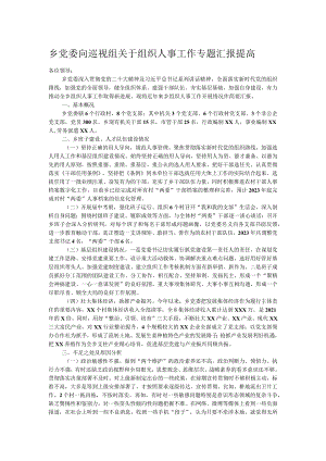 乡党委向巡视组关于组织人事工作专题汇报提高.docx