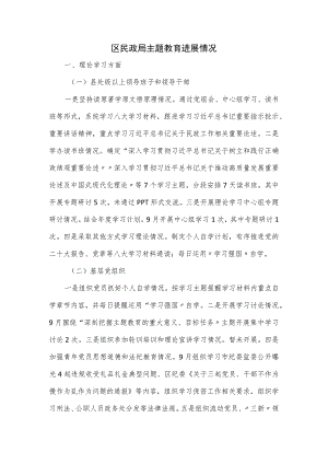 区民政局主题教育进展情况.docx