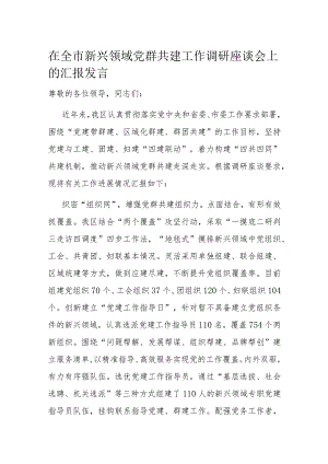 在全市新兴领域党群共建工作调研座谈会上的汇报发言.docx
