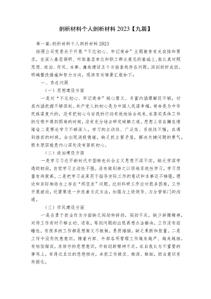 剖析材料个人剖析材料2023【九篇】.docx