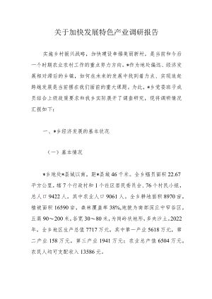 关于加快发展特色产业调研报告.docx