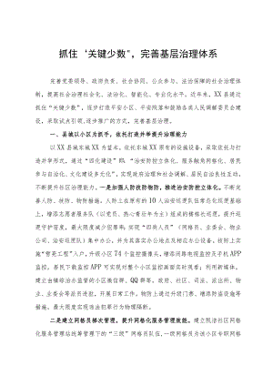 创新构建基层治理体系经验做法：抓住“关键少数”完善基层治理体系.docx