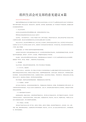 组织生活会对支部的意见建议6篇.docx
