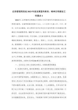 应急管理局党组2023年度发展宣传教育、精神文明建设工作要点.docx