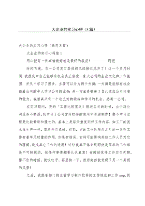大企业的实习心得（8篇）.docx