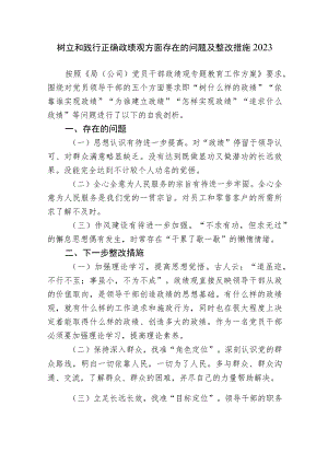 3篇树立和践行正确政绩观方面个人检视存在的问题及整改措施.docx