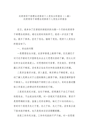 处级领导干部理论进修班个人党性分析报告(二篇).docx
